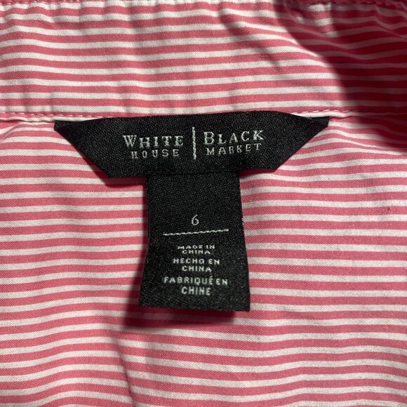 Women's Pink White House Button Up Blouse - Size 6 - Picture 3 of 3